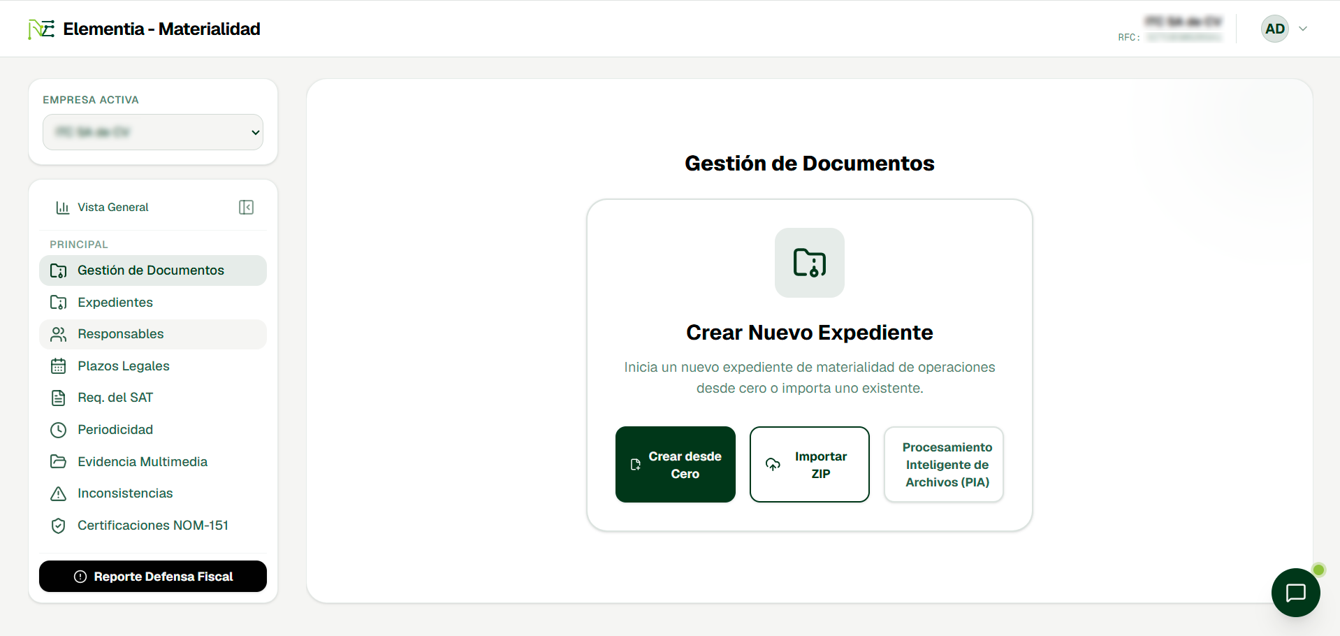 1/8 Creación de nuevo expediente